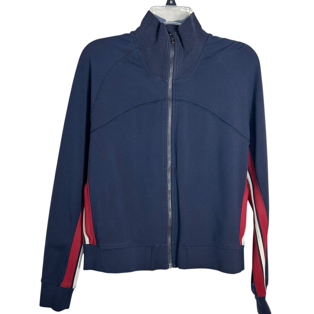 Lululemon Cover Your Tracks Jacket Navy Blue Red White Stripe 8 W4AK3S sporty