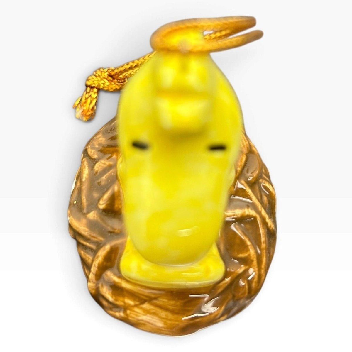 Vintage Peanuts Woodstock in Nest Ceramic Ornament Made in Japan 1965 1972 Cute