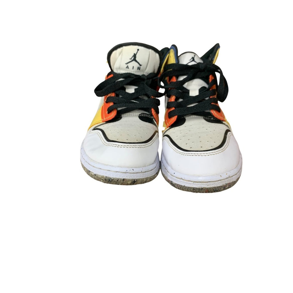 Air Jordan 1 Mid SE GS White Orange Yellow Basketball Sneakers Shoes DV1316-100