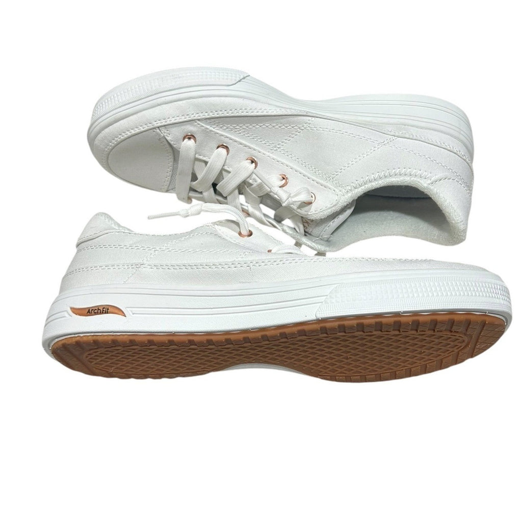 Skechers Arch Fit Arcade Meet Ya White Canvas Sneakers 177190W Womens 8 Wide