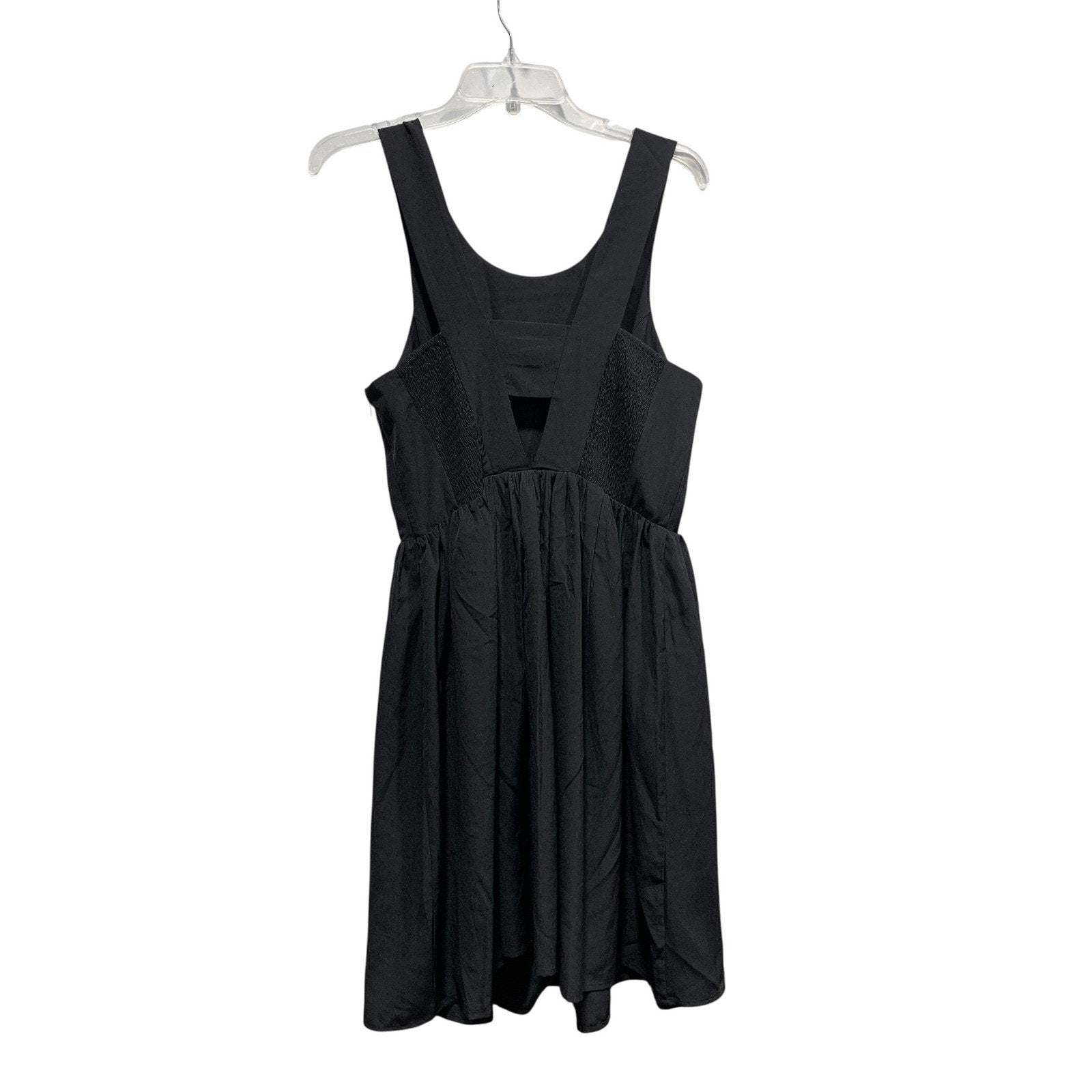 Amanda Uprichard Black Fit and Flare Open Back Smocked Dress Size M RN132941