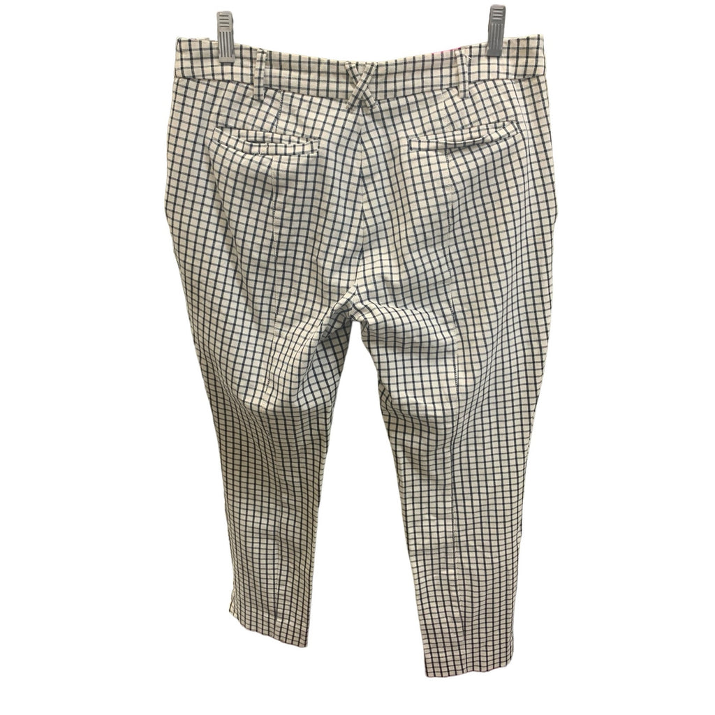 Anthropologie The Essential Slim Trousers Cream/Black Plaid Pants SZ 8