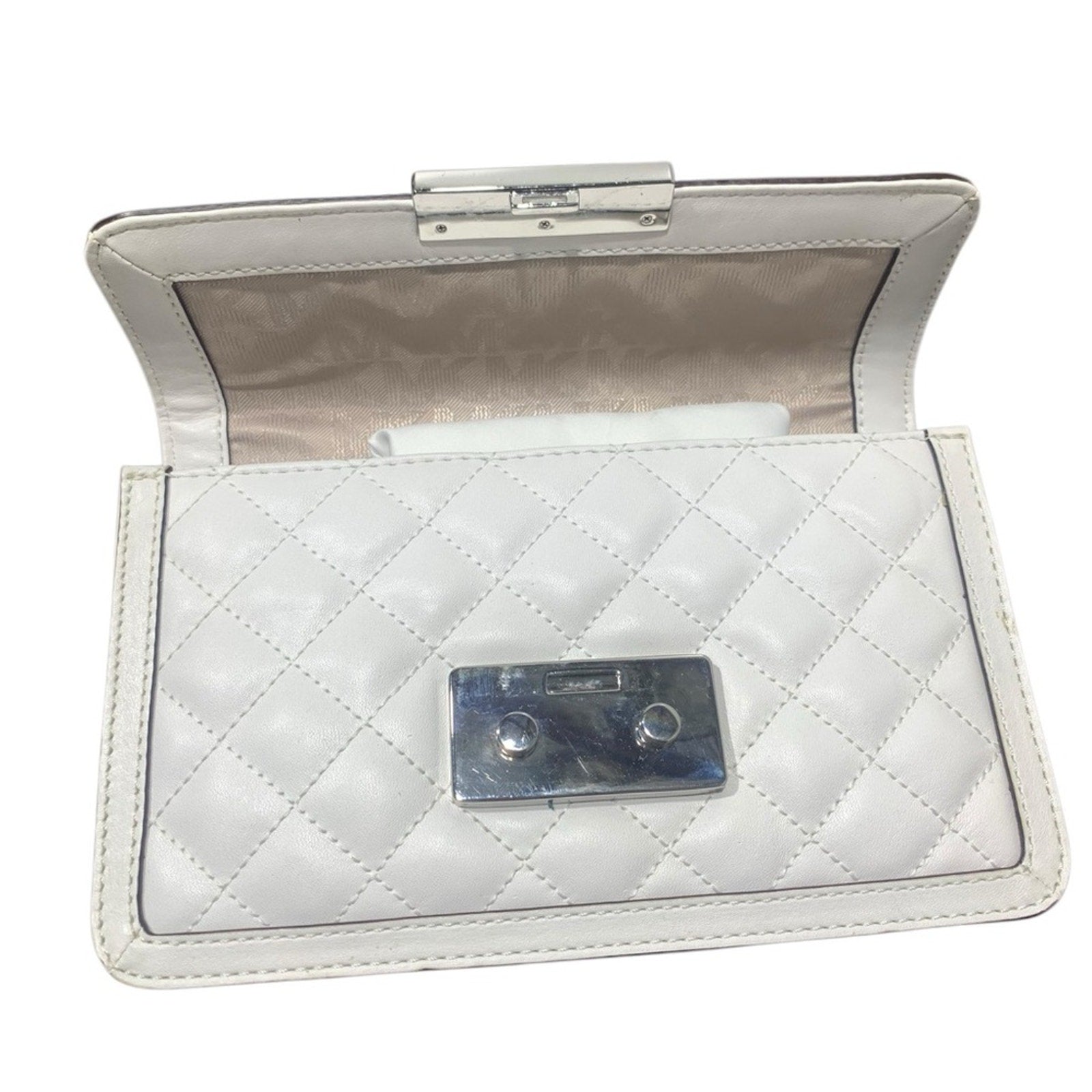 NWT MICHAEL Michael Kors SLOAN MESSENGER White and Silver Crossbody Bag