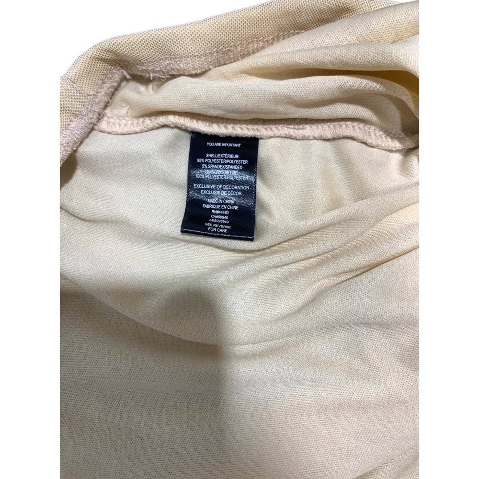 AFRM LOS ANGELES Strapless Ruched Mesh Rhinestone Tube Top L Beige