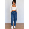 Sezane Paris High Waisted Pleated Tapered Jeans Blue Denim Size 36 US 4 6