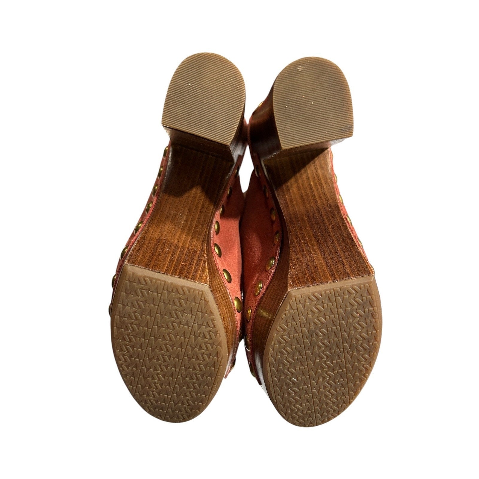 Michael Kors Terracotta Suede Woven Studded Platform Clog Sandals 5.5M PW16F