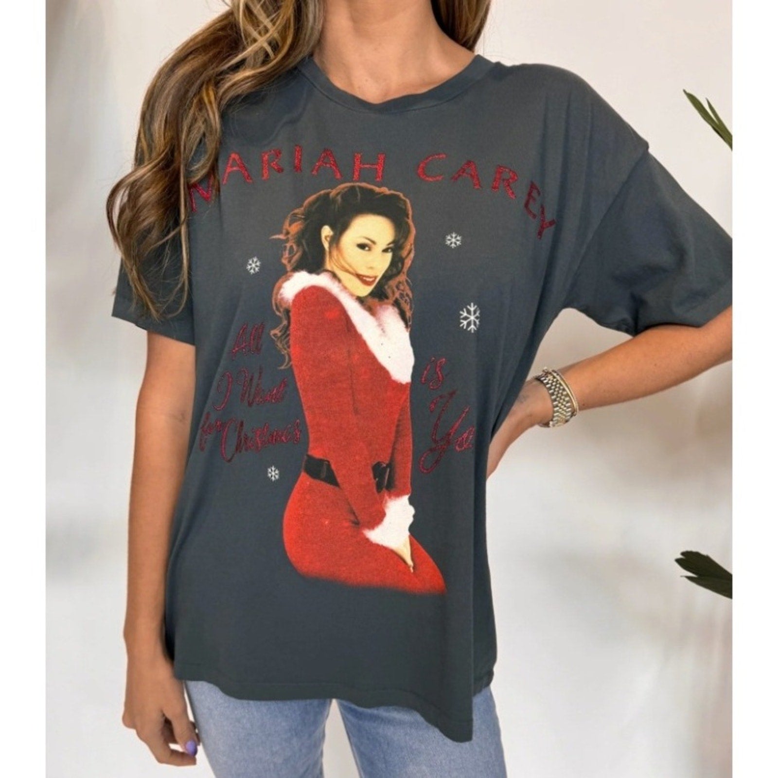 Daydreamer Mariah Carey All I Want For Christmas Is You Graphic T-Shirt Size L