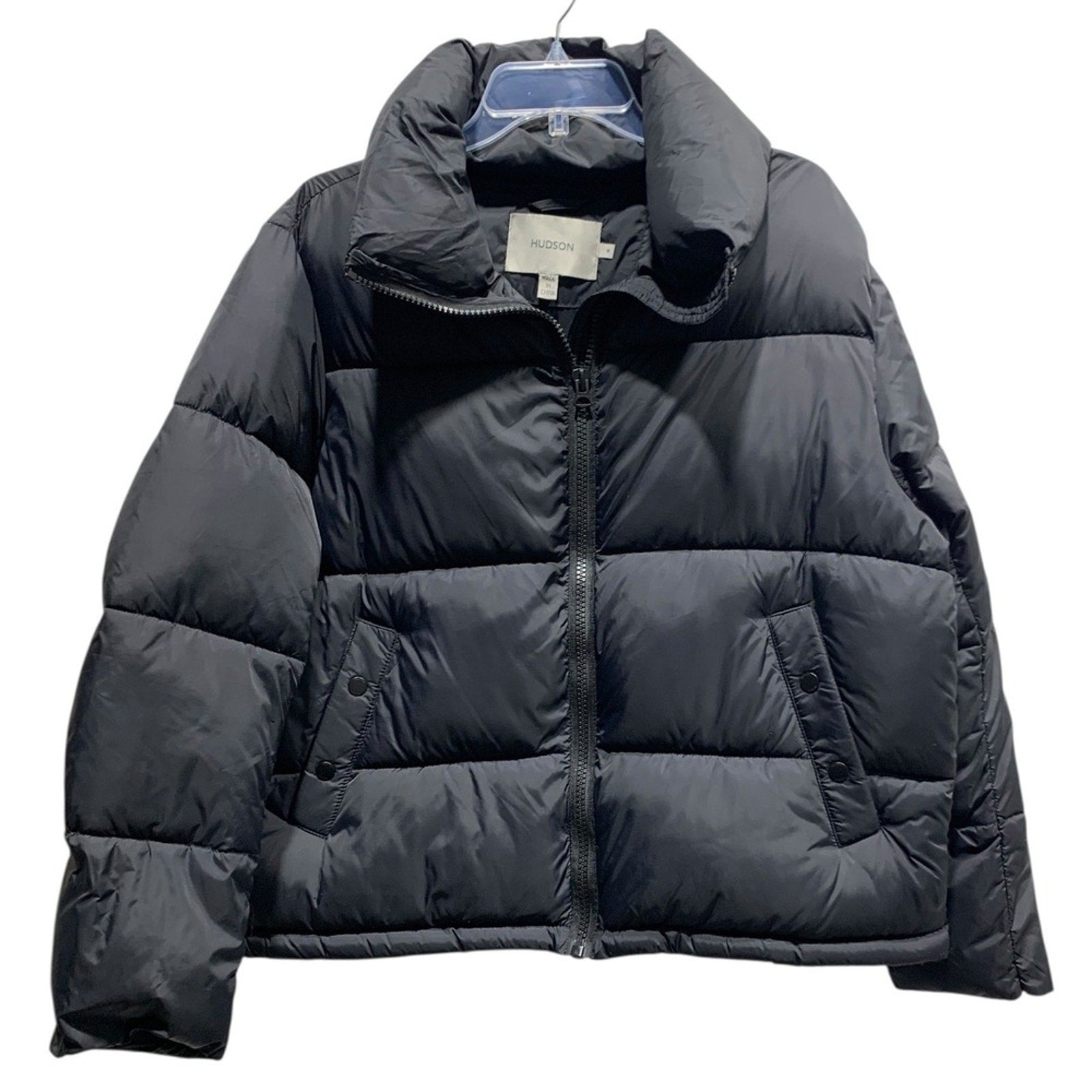HUDSON Black Puffer Jacket Stand Collar Full Zip Women's Size Medium