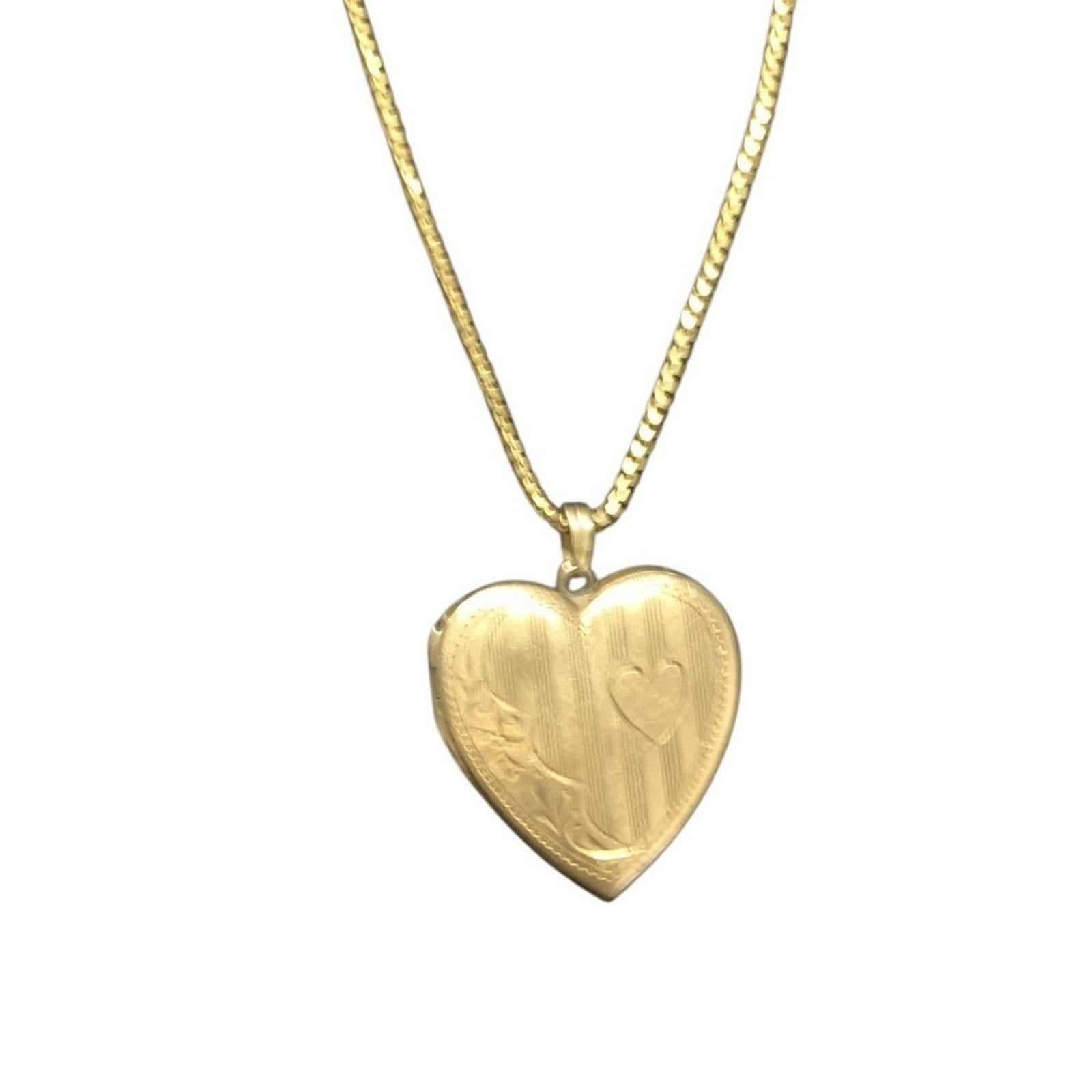 10K Gold Heart Locket with 18k Necklace Snake Chain Pendant