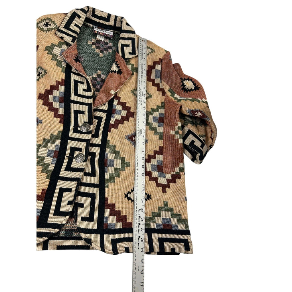 Vtg Its Outta The Bag Unge-Potch-Ket Southwest Aztec Blanket Tapestry Jacket L