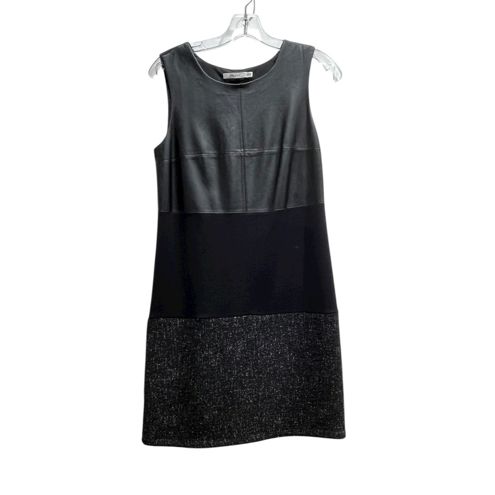 BAILEY44 Black Faux Leather & Sparkle Panel Sleeveless Shift Dress Size M