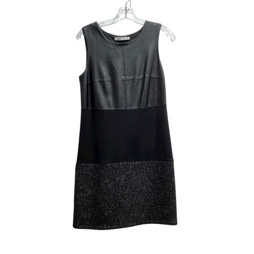 BAILEY44 Black Faux Leather & Sparkle Panel Sleeveless Shift Dress Size M
