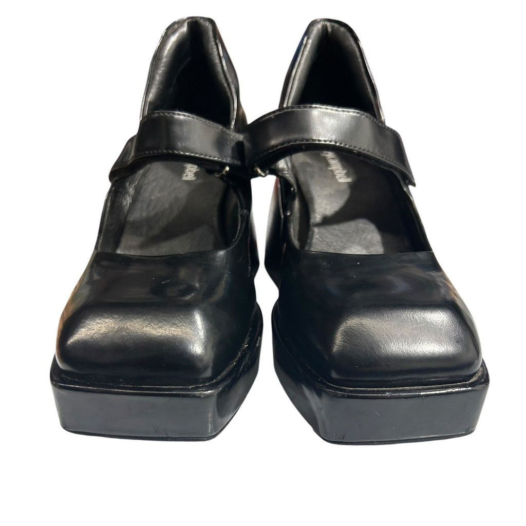 Jeffrey Campbell Reine Black Leather Square Toe Platform Mary Jane Pumps Size 7