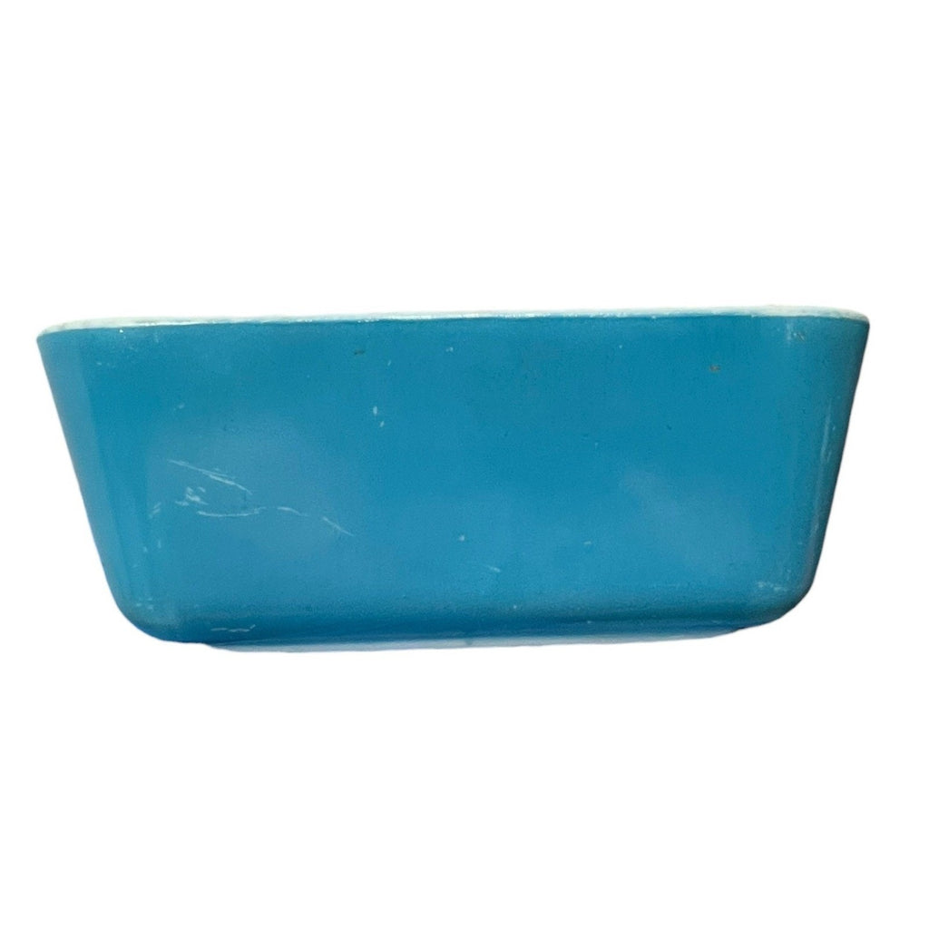 Vintage Pyrex 0502 Turquoise Blue Refrigerator Dish 1.5 Cup Milk Glass Ovenware