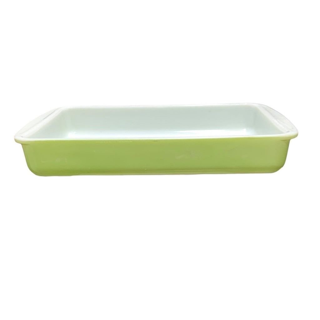 Vintage Pyrex 232 Lime Green Rectangular Refrigerator Dish MCM Ovenware USA