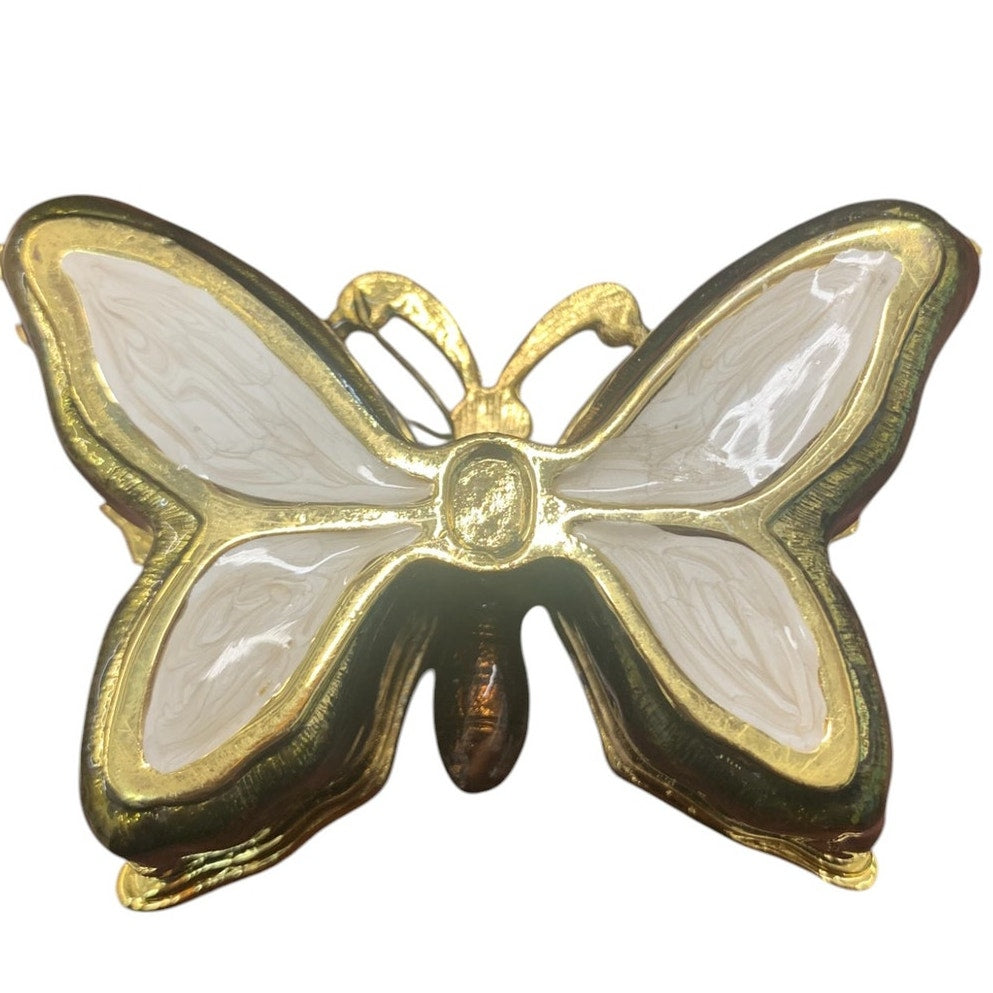 Fitz & Floyd Jeweled Butterfly Box-Ruby Enamel Trinket Box