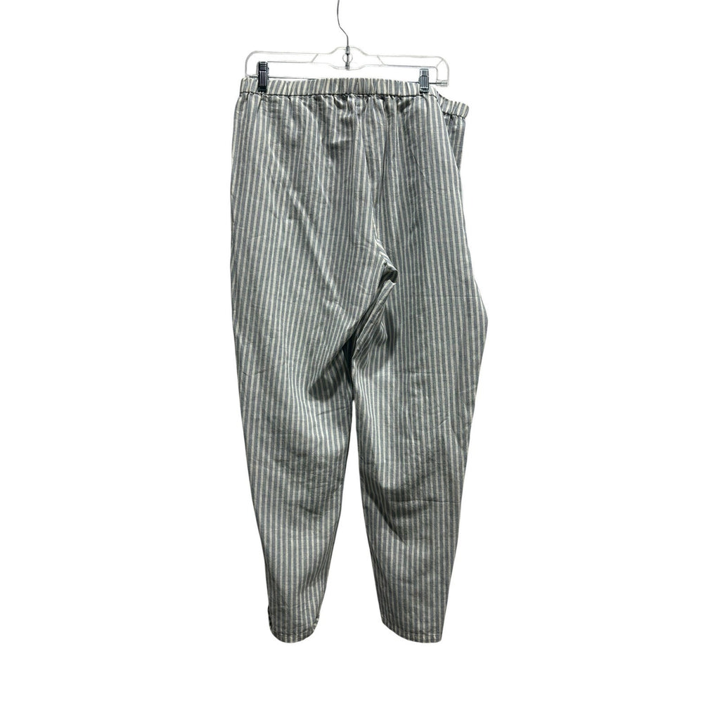 Eileen Fisher Hemp Organic Cotton Striped Ankle Pant Blue White M S8JWS-P2522M