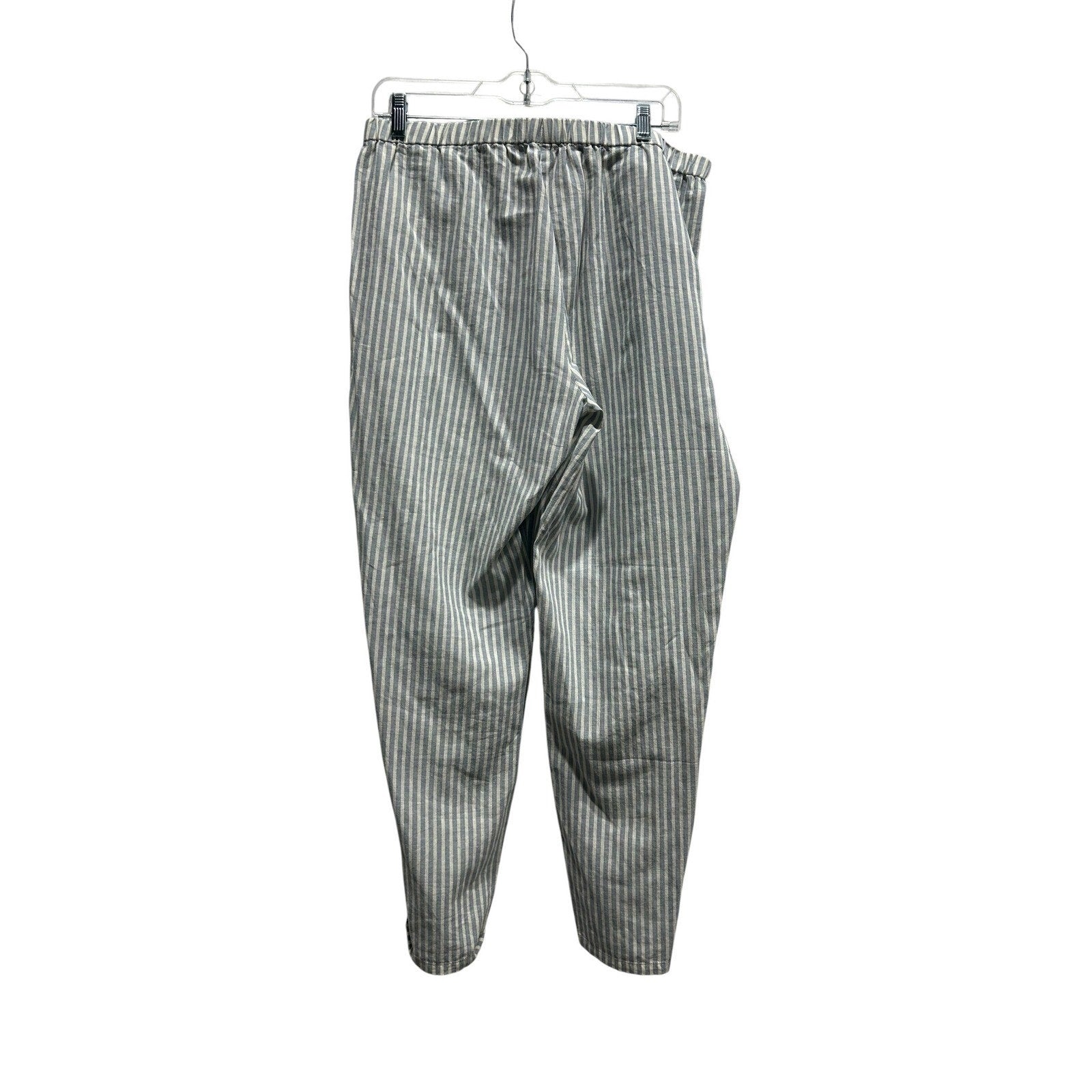 Eileen Fisher Hemp Organic Cotton Striped Ankle Pant Blue White M S8JWS-P2522M