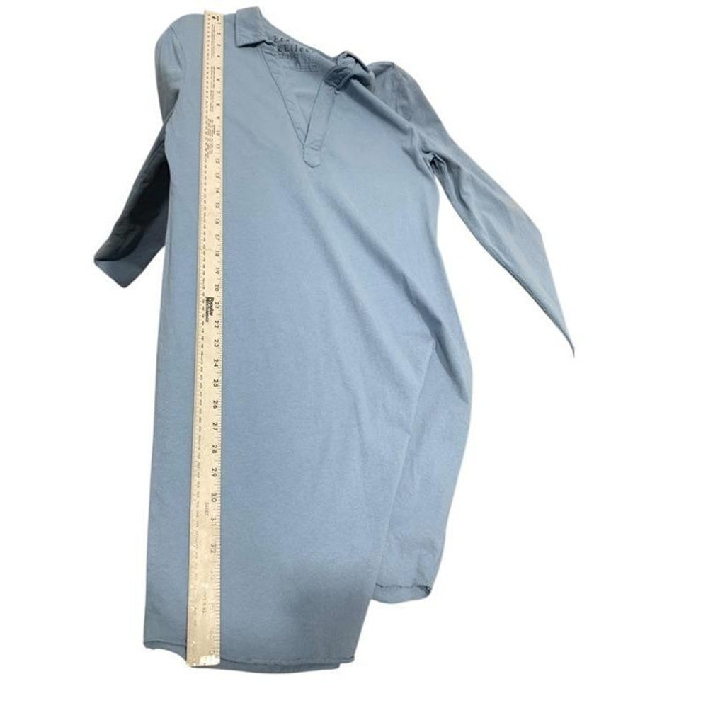 Frank & Eileen Nicole Long Sleeve Popover Dress Dusty Blue 100% Cotton Sz S