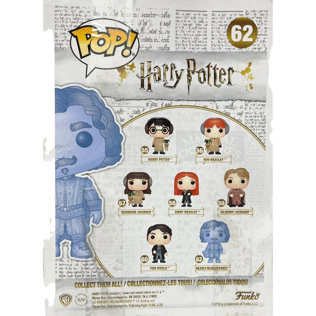 Funko Pop Harry Potter Nearly Headless Nick 62 Translucent Blue Vinyl Figure