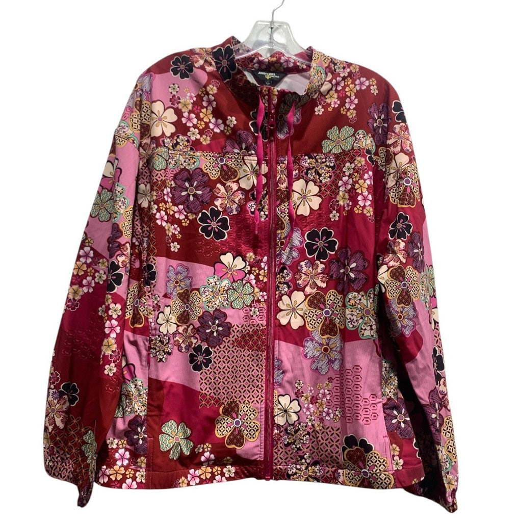 Johnny Was Bee Active Womens Yama Floral Patchwork Full Zip Jacket Size Large