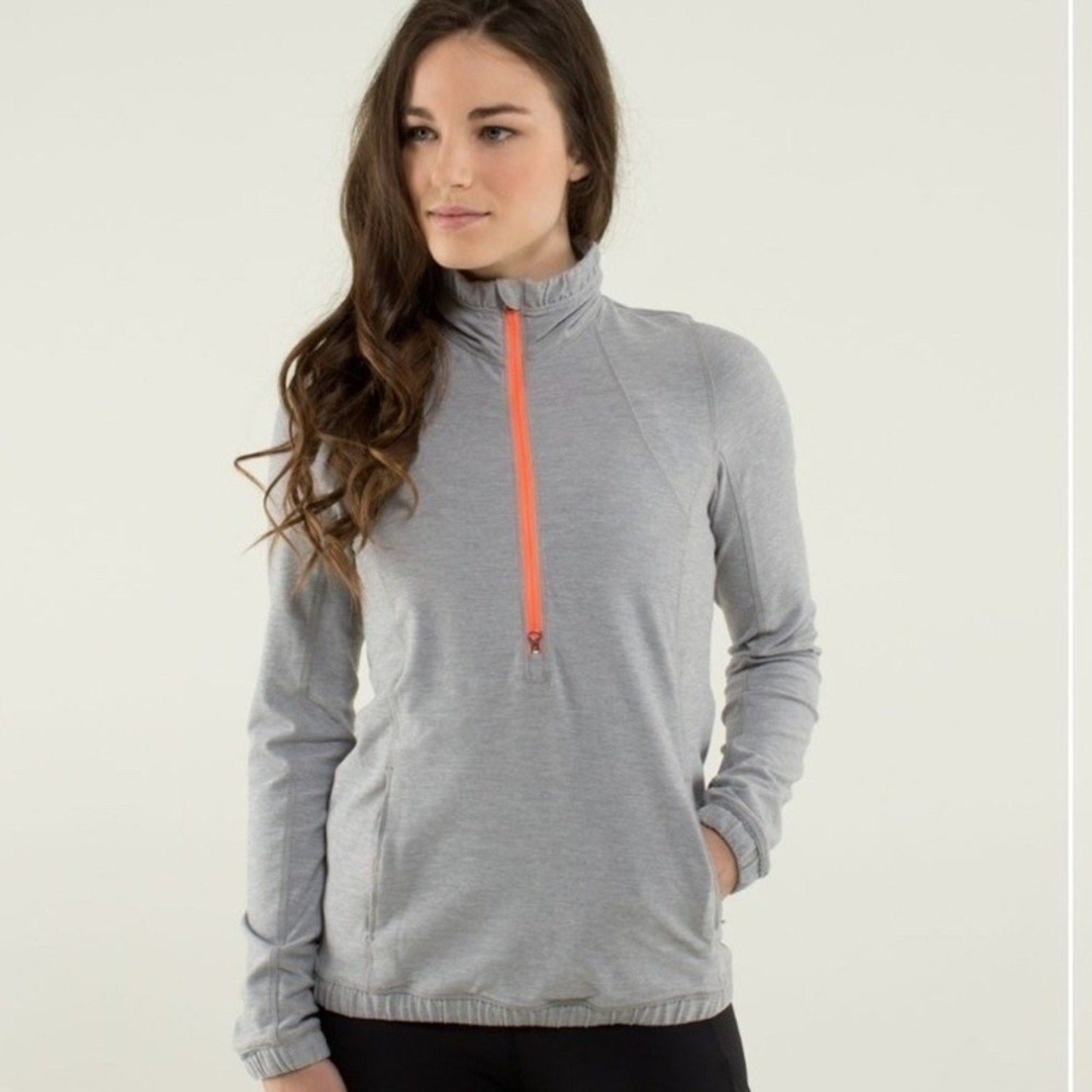 Lululemon Forthright 1/2 Zip Grey Heathered Long Sleeve Pullover Size 6
