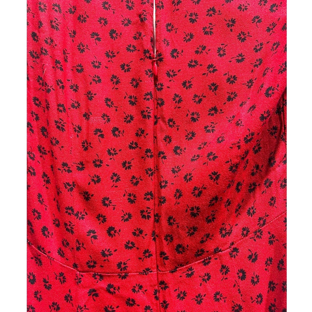 Reformation Red Black Floral Sweetheart Button Front Mini Dress Size 6