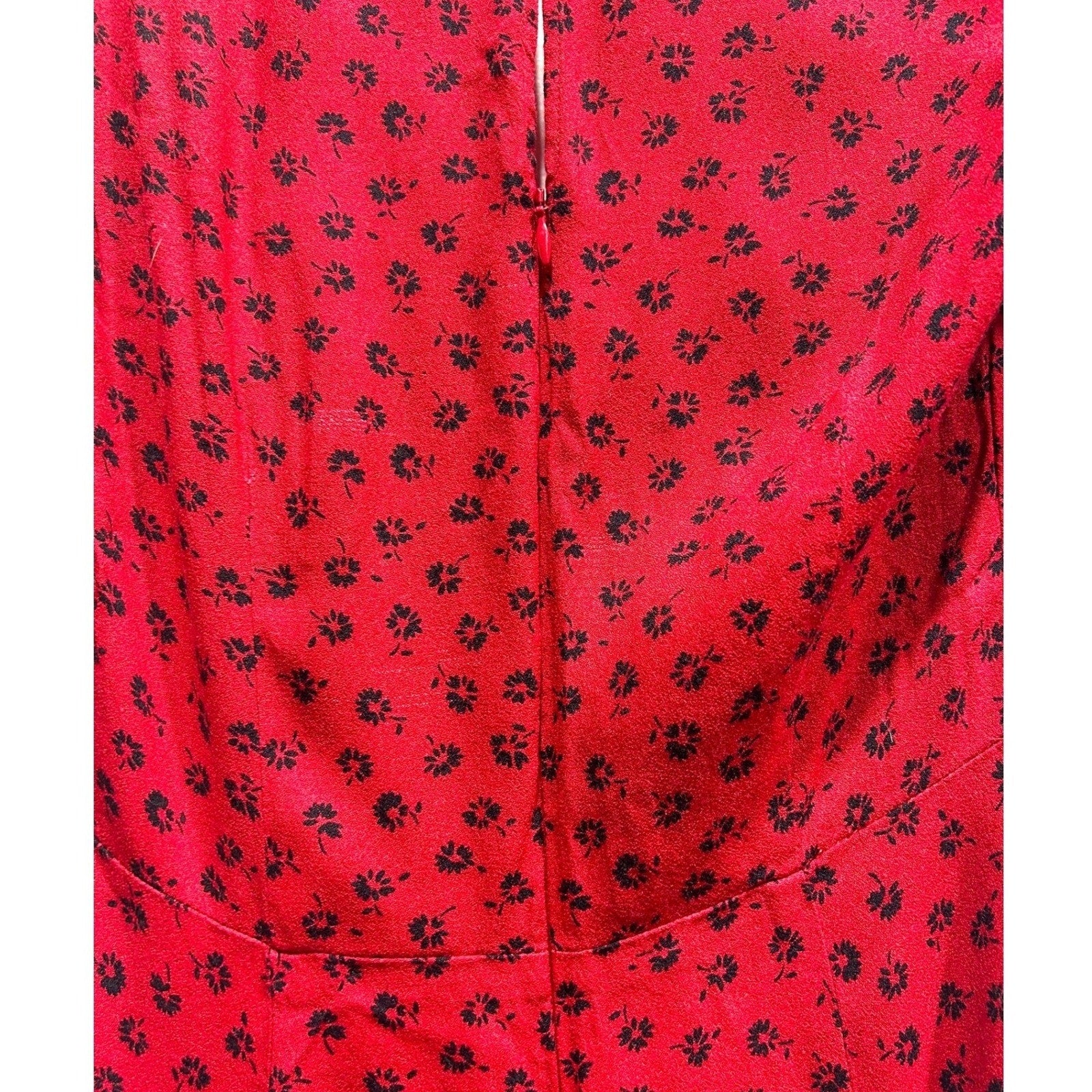 Reformation Red Black Floral Sweetheart Button Front Mini Dress Size 6