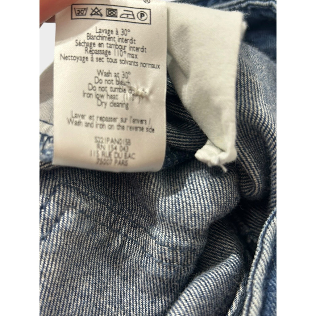Sezane Paris High Waisted Pleated Tapered Jeans Blue Denim Size 36 US 4 6