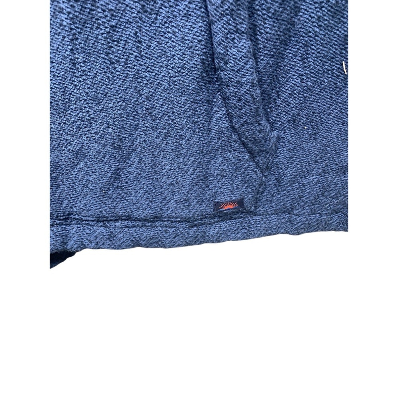 Faherty Brand Men's Blue Knit Hooded Poncho Pullover Sweater XXL
