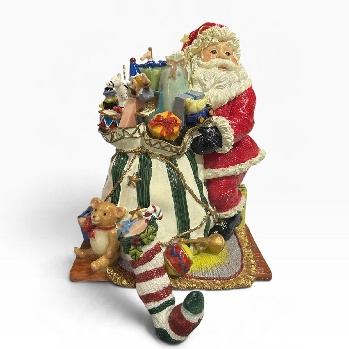 Fitz and Floyd Essentials Happy Holidays Santa Stocking Holder with Box 7.5in