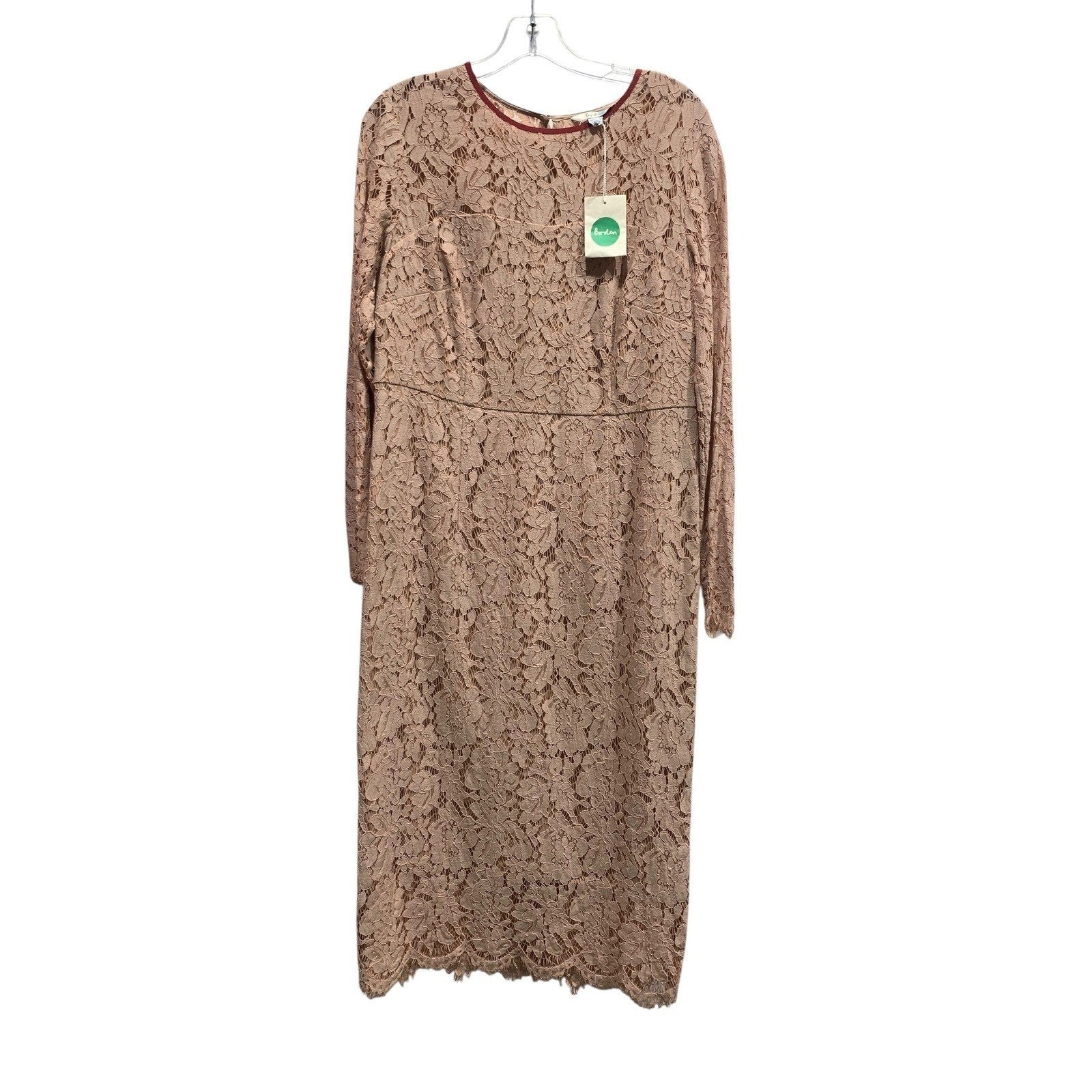 Boden Women Pink Floral Lace Long Sleeve Romanic Classic Modest Chic Sz US L Mid