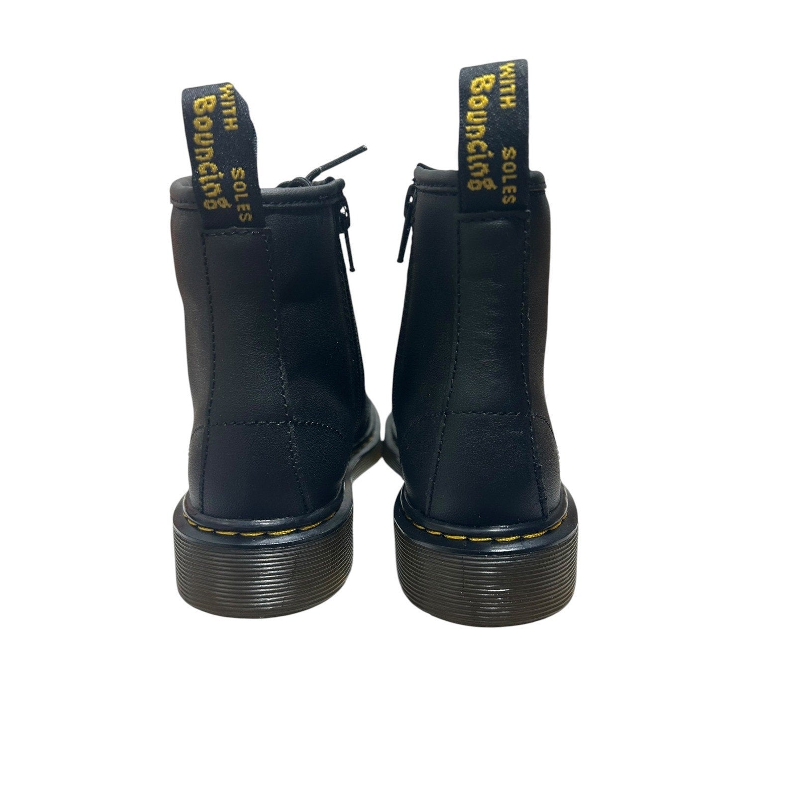 Dr. Martens 1460 J Kids Black Softy T Leather Lace Up Zip Boots Size 1 US combat