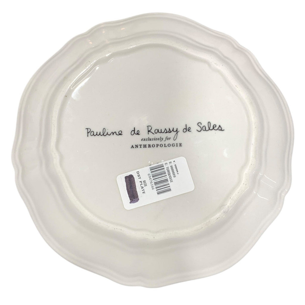 Anthropologie Pauline de Roussy de Sales Circus Dessert Plate Turquoise Gold Rim