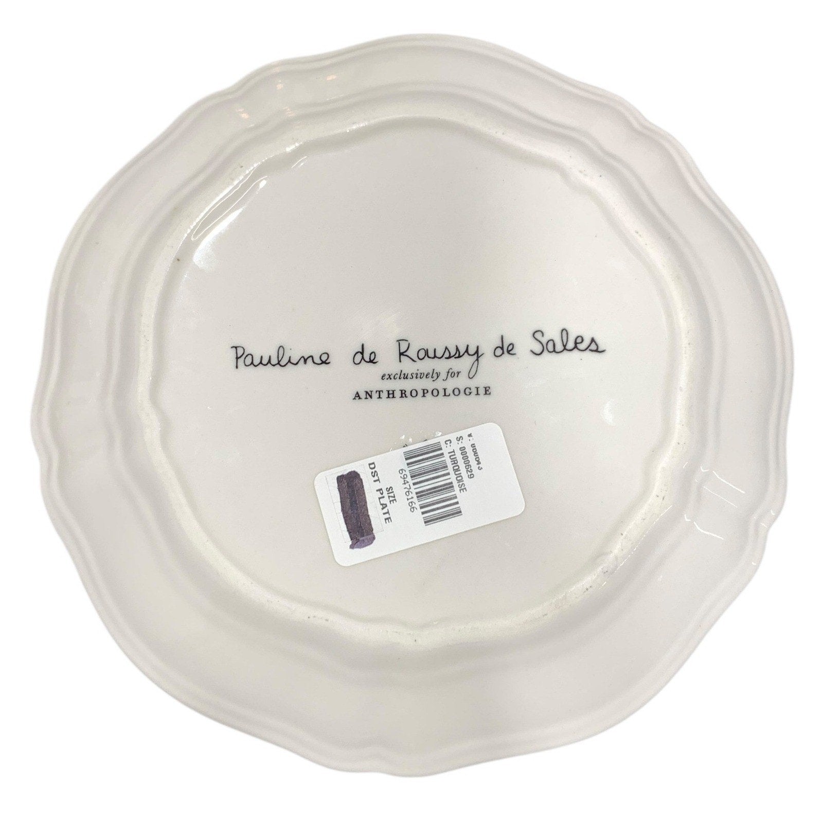 Anthropologie Pauline de Roussy de Sales Circus Dessert Plate Turquoise Gold Rim