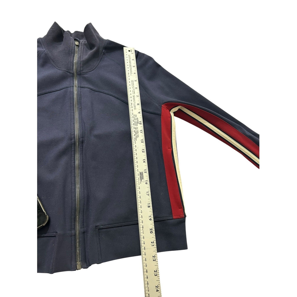 Lululemon Cover Your Tracks Jacket Navy Blue Red White Stripe 8 W4AK3S sporty