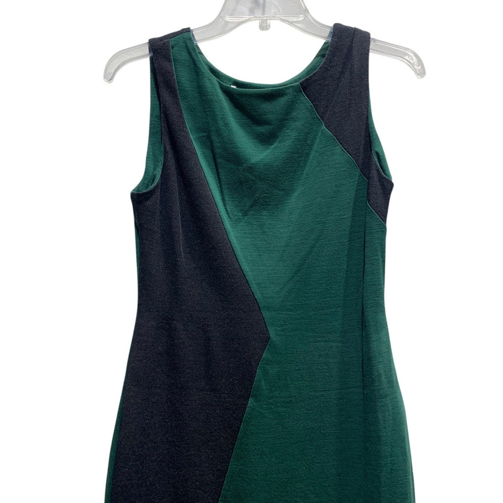 Diane von Furstenberg DVF Green Black Wool Colorblock Sheath Dress Size 4