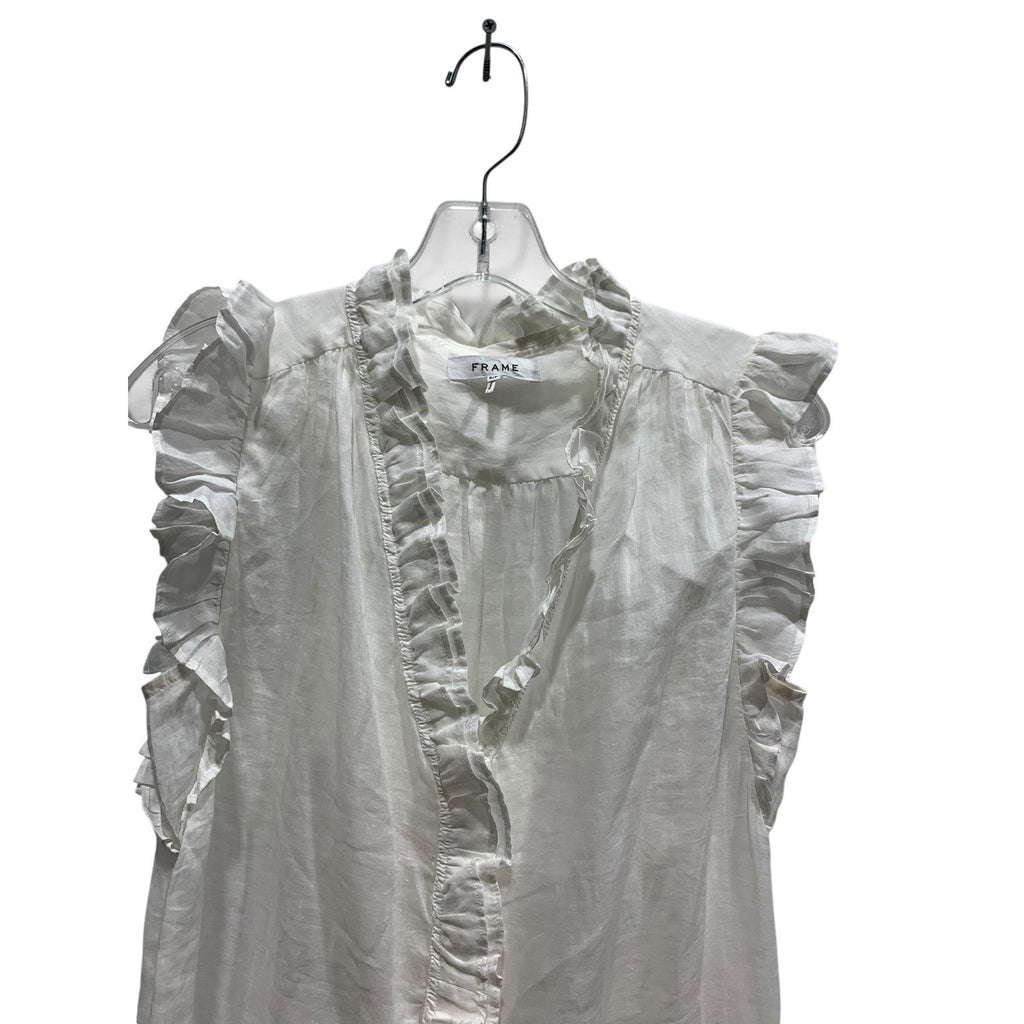 FRAME, Lauren White Ruffled Maxi Dress LWWD0580 Sleeveless S/P COSTAL ROMANTIC