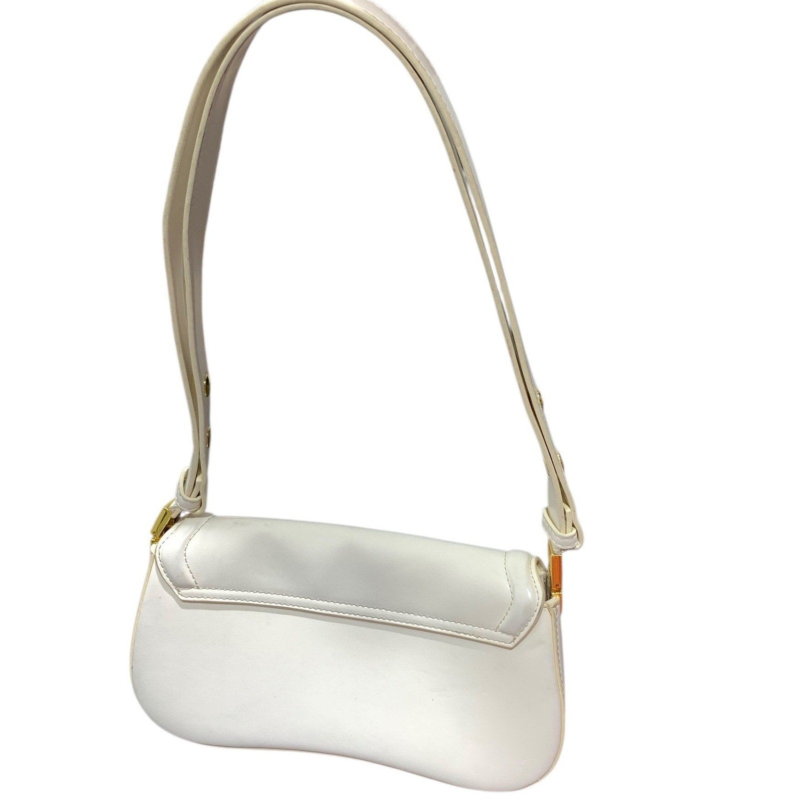 JW PEI Eva Shoulder Bag Ivory Vegan Leather Curved Baguette Gold Hardware ANTHRO