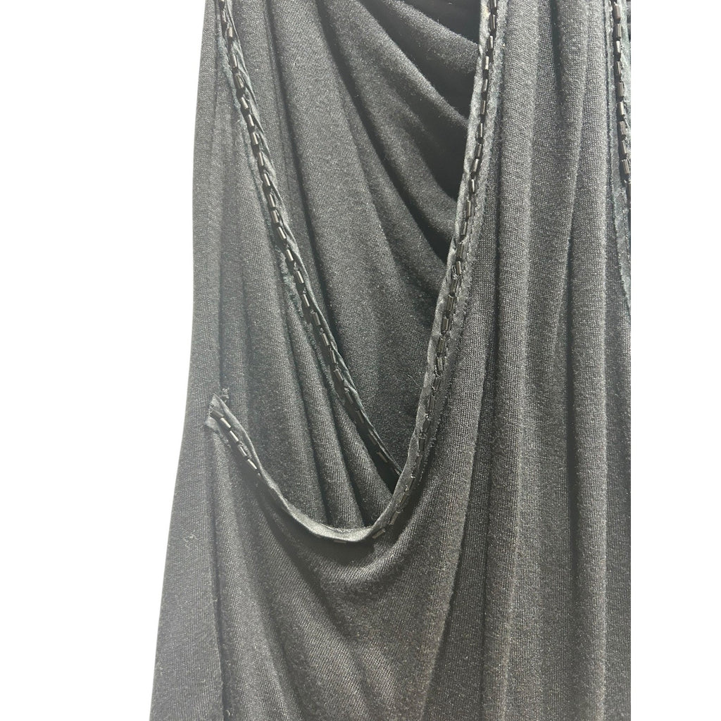 Club Monaco Womens Black Cowl Neck Beaded Racerback Tank Top XS 600379