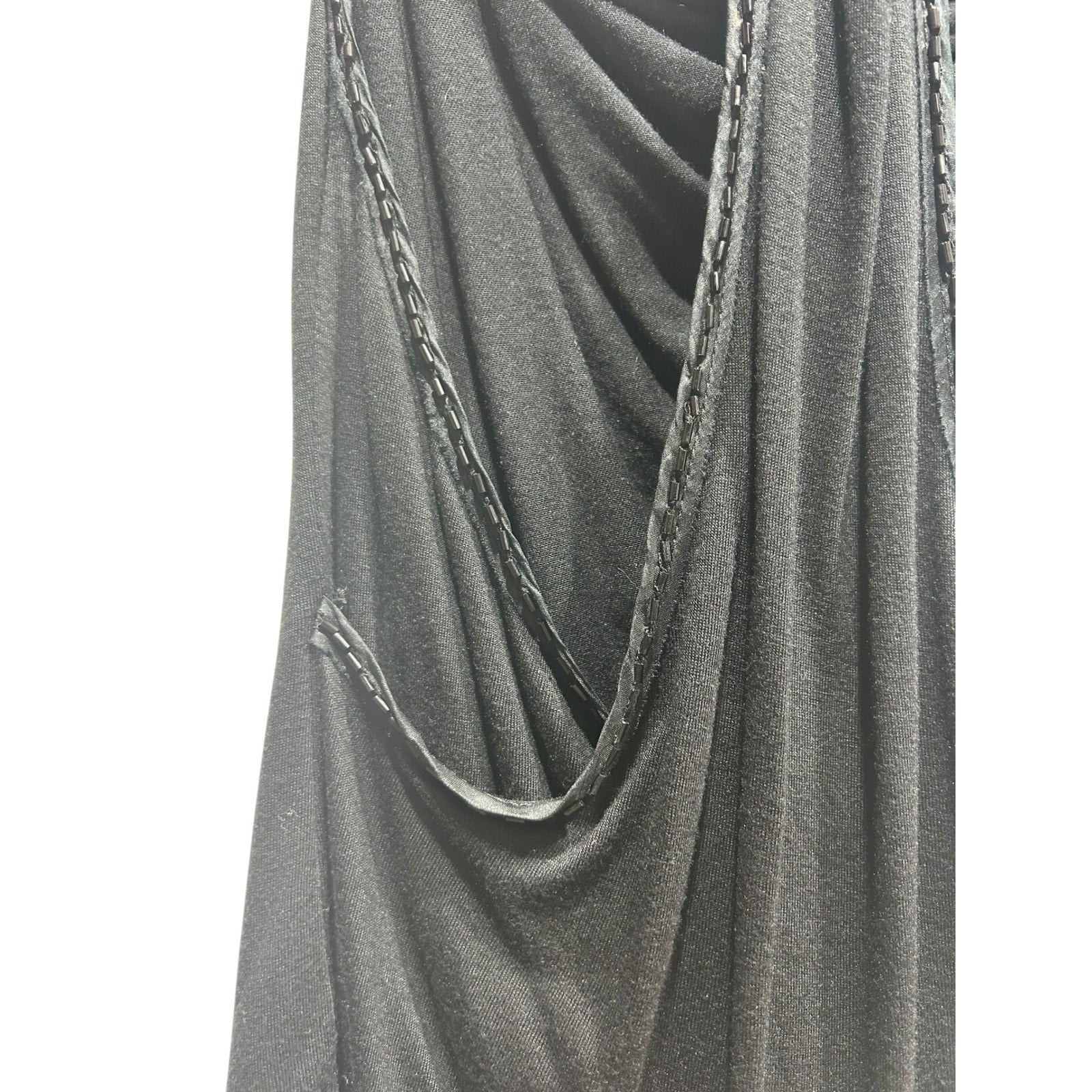Club Monaco Womens Black Cowl Neck Beaded Racerback Tank Top XS 600379