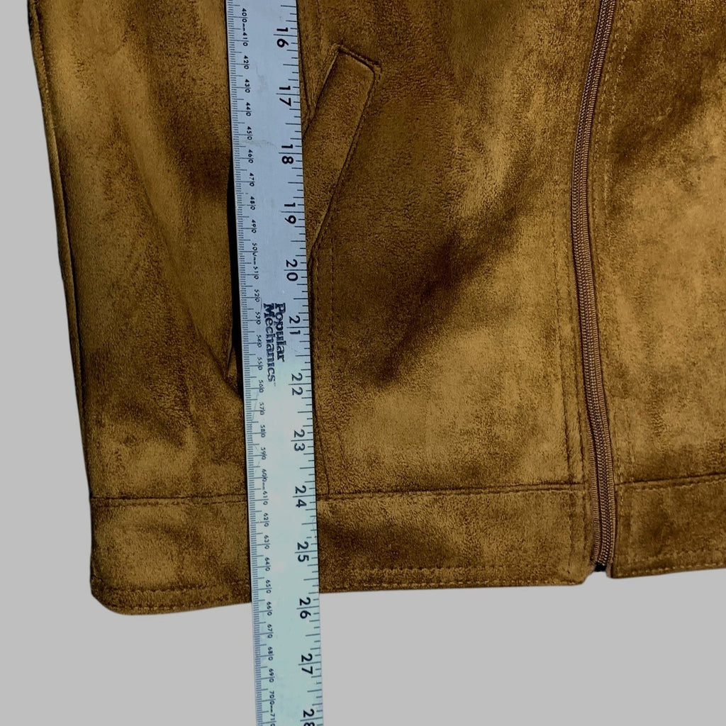 NWT Emporio Collezioni Mens Suede Bomber Jacket Brown Full Zip Made Italy sz M