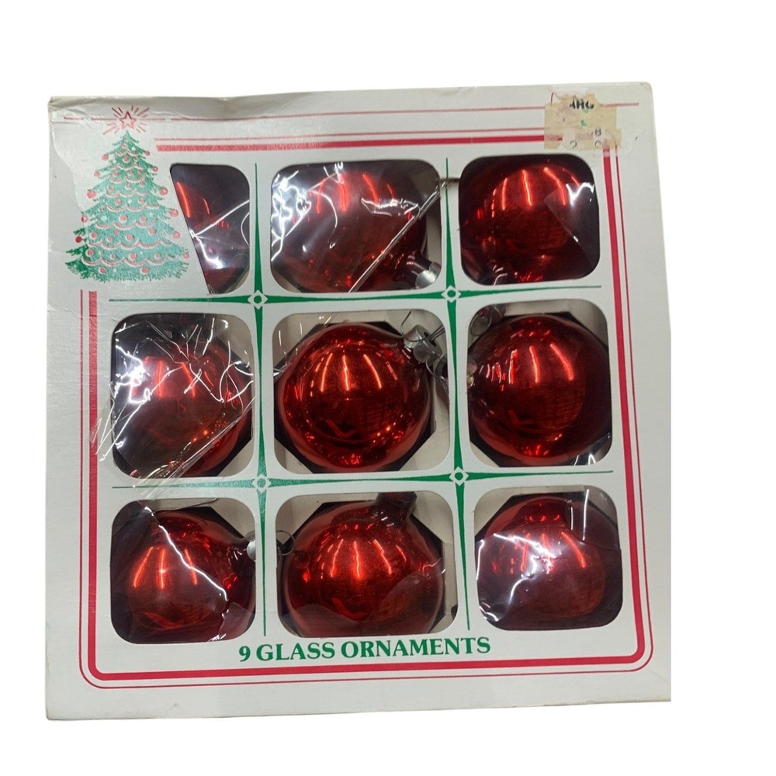 Vintage Essex Frankie Red Glass Christmas Ornaments Set of 9 in Box USA