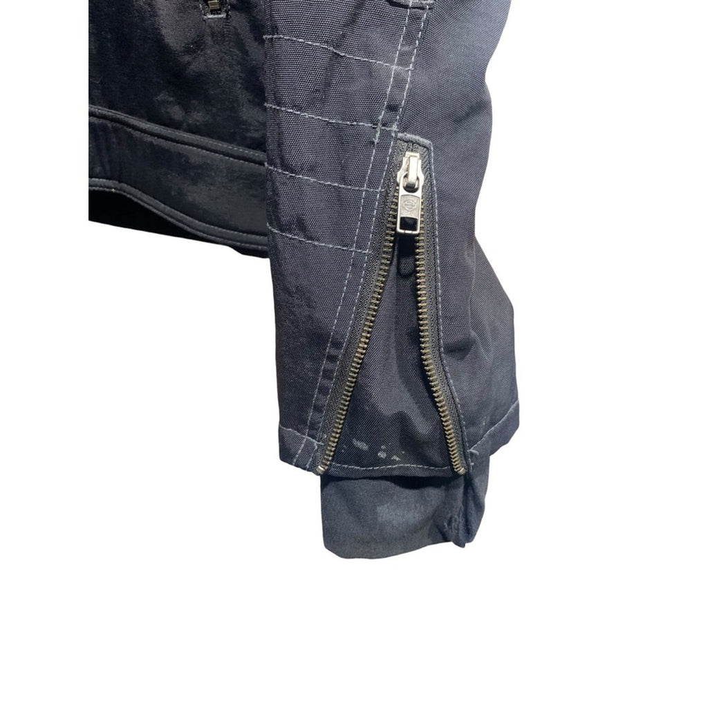 Harley Davidson Mens Tall L Black Hooded Motorcycle Jacket Full Zip Emblem