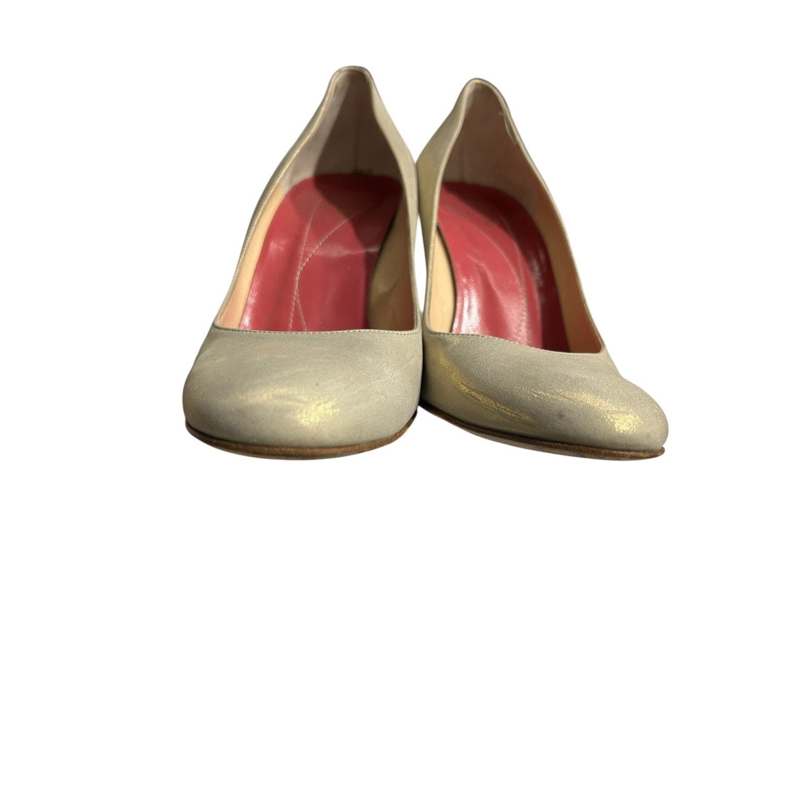 Kate Spade New York Gold Metallic Wedge Pumps Almond Toe Made in Italy Size 6.5B