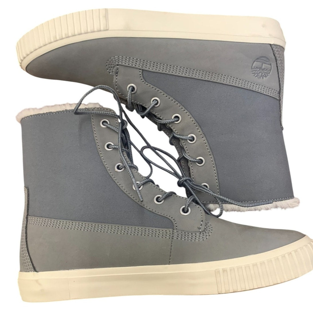 Timberland Women's Skyla Bay 6" Gray Faux Fur Fold Down Nubuck Boot US 8.5
