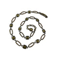 Brighton Mixed Metal Silver Gold Tone Square Cabochon Link Chain Belt Adjustable