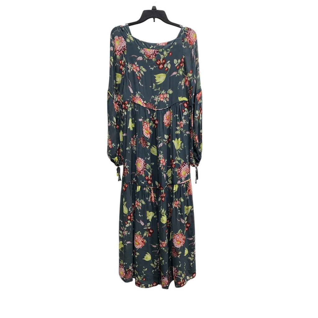 Anthropologie Evelin Maxi Dress Long Puff Sleeve Tiered Square Neck Womens M