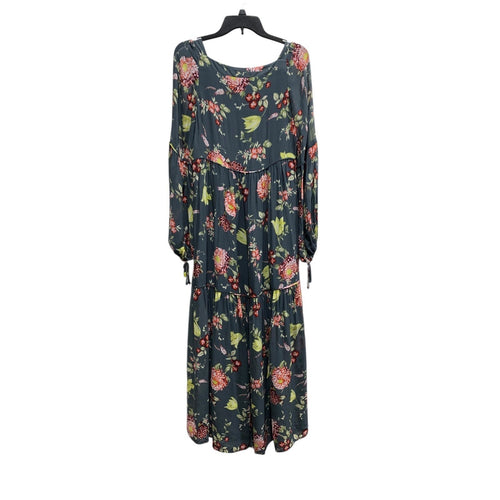 Anthropologie Evelin Maxi Dress Long Puff Sleeve Tiered Square Neck Womens M