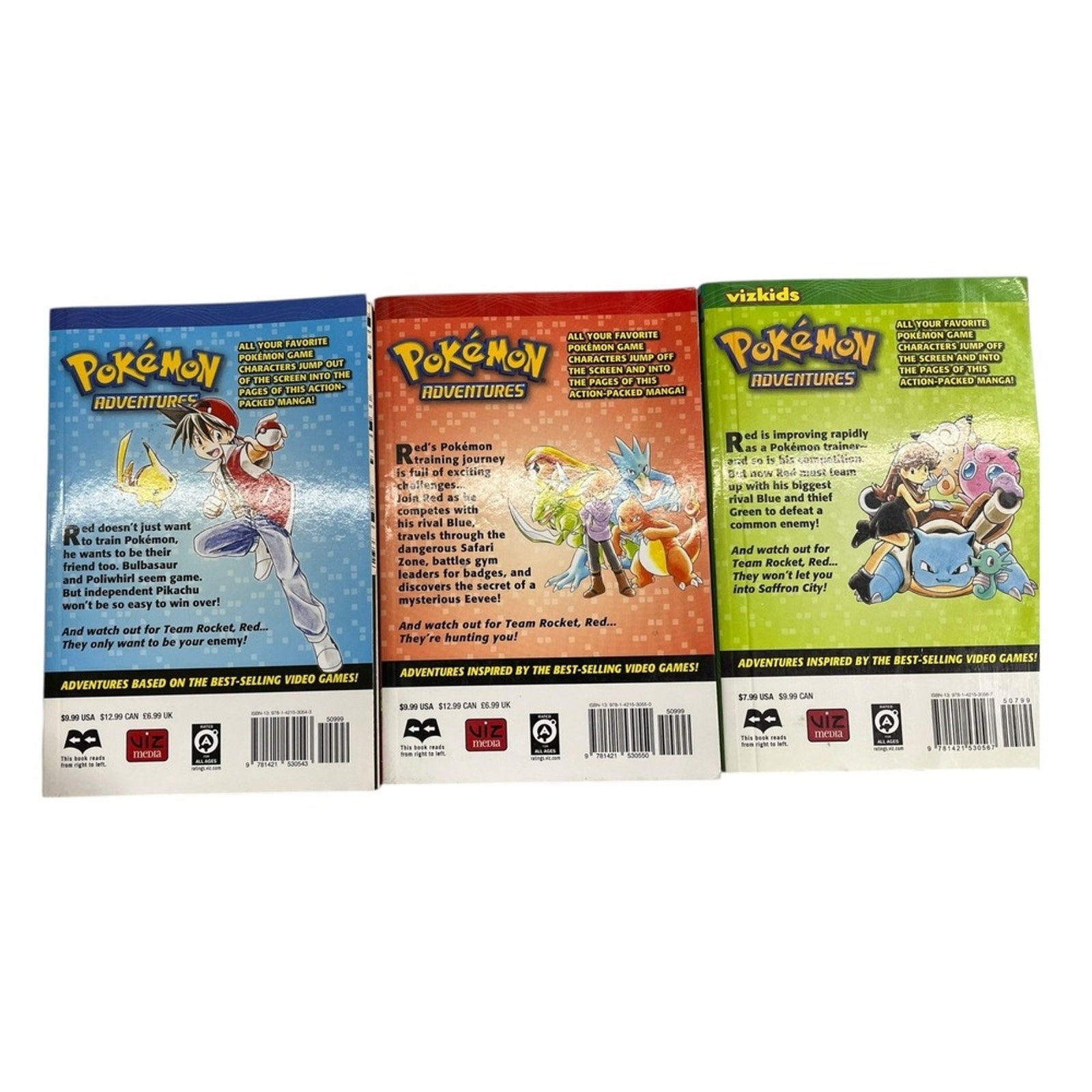 Pokemon Adventures Manga Volumes 1 2 3 Set Viz Kids Hidenori Kusaka Mato